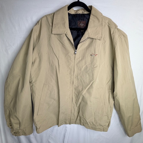 Greg Norman Other - Greg Norman Tasso Elba Jacket Size L Beige Full Zip Shark Logo Harrington Mens